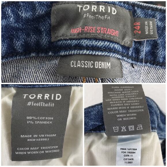 NWT Torrid High Rise Straight Leg Artisan Hem Cropped Denim Jeans Plus Size 24R - Picture 9 of 9